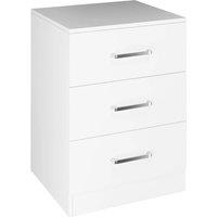 FORGEVIO White 3 Drawer Bedside Nightstand Storage