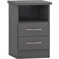 FORGEVIO 3D Grey Effect 2 Drawer Bedside Table With Shelf Storage