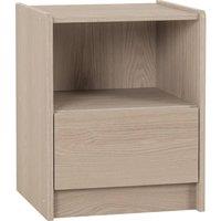 FORGEVIO Smoked Ash Effect 1 Drawer Bedside Table Open Shelf Storage in Grey