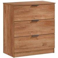 FORGEVIO Chestnut Oak 3 Drawer Bedroom Storage Chest in Brown