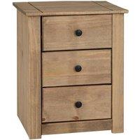 FORGEVIO Natural Wax Mexican Pine 3 Drawer Bedside Nightstand Cabinet in Beige