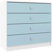 FORGEVIO White Blue Gloss 4 Drawer Bedroom Storage Chest