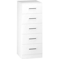 FORGEVIO White Narrow Tallboy 5 Drawer Bedroom Storage Chest