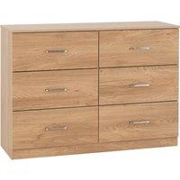 FORGEVIO Oak Effect Metal 6 Drawer Clothes Storage Chest in Beige