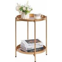 FORGEVIO Gold Round Side Table Living Room Small Metal Coffee