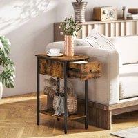 FORGEVIO Narrow Side Table with Drawer & Storage Shelf Living Room