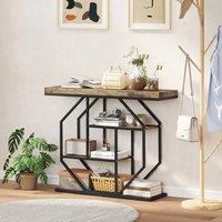 FORGEVIO Industrial Hallway Table, 4-Tier Console Table for Entryway