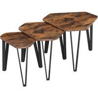 FORGEVIO Nesting Coffee Table, Set of 3 End Tables for Living Room in Brown