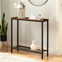FORGEVIO Slim Console Table with Storage, 75 x 24 x 75 cm, Rustic | Size: 75 x 24 x 75 cm