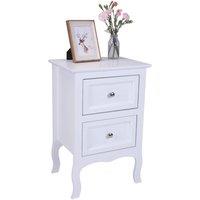 FORGEVIO 2 Drawers Bedside Table Cabinet Storage Chest of Drawers in White