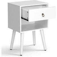 FORGEVIO 1 Drawer Wooden Bedroom Bedside Cabinet Furniture Storage in White