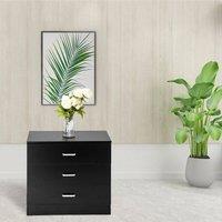 FORGEVIO 3 Drawers Chest of Drawers Bedside Table Cabinet in Black