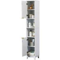 FORGEVIO Tall Bathroom Storage Cabinet with 2 Doors Open Shelves in White