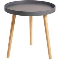 FORGEVIO Round Accent Side Table Coffee Modern Living Room Furniture Lipped in Grey