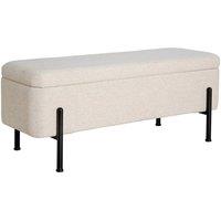 FORGEVIO Storage Linen Off-Metal Legs Space Saving Seat Home Furniture in Beige