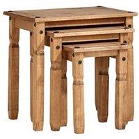 FORGEVIO Wood Nest of Tables Set of 3 Coffee Side Table Nested Set Brown
