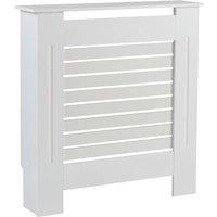 FORGEVIO Radiator Cover Wooden MDF Wall Cabinet Shelf Slatted Grill White
