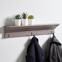 FORGEVIO Coat Rack 3 Hooks Hallway Hanging Wooden Storage Shelf Grey