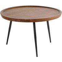 FORGEVIO Coffee Table Round Rustic Solid Wood Living Room Furniture Unit in Brown