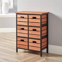 FORGEVIO 6 Drawer Tall Chest Solid Wood Bedroom Office Storage Organiser in Brown