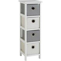 FORGEVIO 4 Drawer Chest Wooden Storage Faux Leather Basket Organiser in White