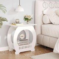 FORGEVIO Bedside Table Cabinet Table Storage Shelf Arch Design 44x30x46 in White