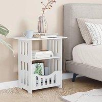 FORGEVIO Bedside Table Cabinet Table Storage Shelf Square Design 46x30x50 in White
