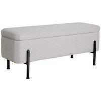FORGEVIO Storage Ottoman Grey Fur Metal Legs Compact Bench Furniture Seat