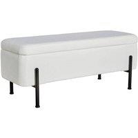 FORGEVIO Storage Ottoman Fur Metal Legs Compact Bench Furniture Seat in White