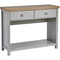 FORGEVIO Console Table 2 Drawer Telephone Table Metal Handles Hallway Storage in Grey