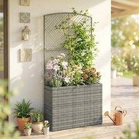 Kelvenix Dark Grey Rattan Planter with Trellis & Liner | Size: 100g