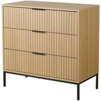 FORGEVIO Chest of 3 Drawers Wide Wooden Clothing Storage Bedroom Furniture in Brown