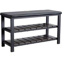 FORGEVIO Black Metal Shoe Bench with Two Storage Shelves Perfect