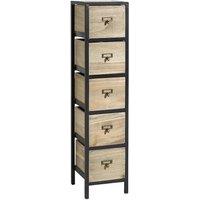 FORGEVIO Chest 5 Drawers Tall Storage Unit Rustic Brown Metal Legs Home