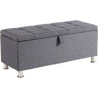FORGEVIO Storage Chest Furniture Padded Seat Buttoned Detailing Dark Grey