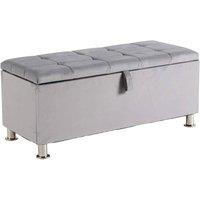 FORGEVIO Storage Chest Furniture Padded Seat Buttoned Detailing Light Grey