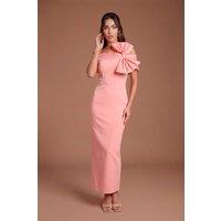 Coast Women's Off The Shoulder Bow Organza Midi Dress in Coral | Size: 18