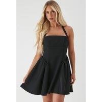 MissPap Women's Halterneck Voluminous Skirt Mini Dress in Black | Size: 16