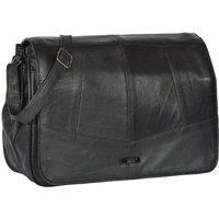 House of Leather Women's Womens Leather Large Cross Body Shoulder Bag HOL975 in Black