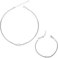 Spero London Women's Snake Chain Knot Bracelet & Choker Set in Sterling Silver