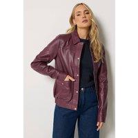 Long Tall Sally Women's Tall Leather Biker Jacket in Burgundy | Size: 20