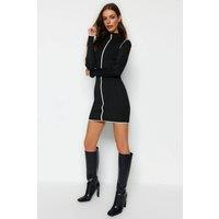 WOVCOR Women's Ribbed Knit Mini Dress in Black | Size: XS