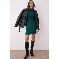 WOVCOR Women's Ribbed Knit Mini Dress in Green | Size: Large