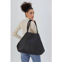 Belissh Women's Pu Leather Weekend Bag - 2 Pcs Set in Black