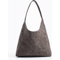 Belissh Women's Woven Suede Slouchy Tote Bag with Matching Zipper Pouch 2PCS Set in Brown