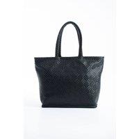 Belissh Women's Woven Pu Leather Tote Bag with Matching Zipper Pouch 2PCS Set in Black