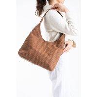 Belissh Women's Woven Suede Slouchy Tote Bag with Matching Zipper Pouch 2PCS Set in Tan