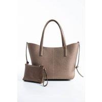 Belissh Women's Grain Pu Leather Large Tote Bag with Matching Zipper Pouch 2PCS Set in Gold