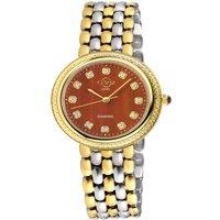 GV2 Women's Arezzo Diamond Red Jasper Dial Two toned SS/IPYG Bracelet Watch