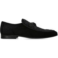 Kurt Geiger London Men's 'Hugh Eagle Head' Velvet Shoes in Black | Size: 6